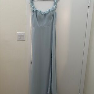 Azazie Chiffon Mist Blue Bridesmaid Dress Size 4